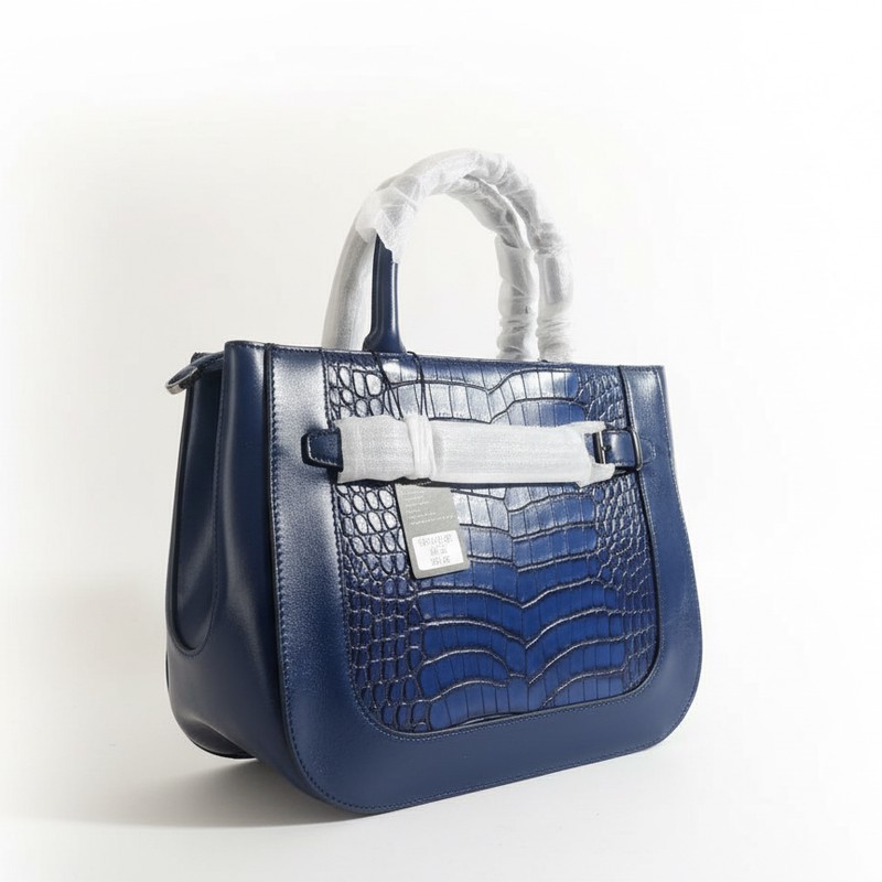 Azure Croc-Embossed Executive Tote