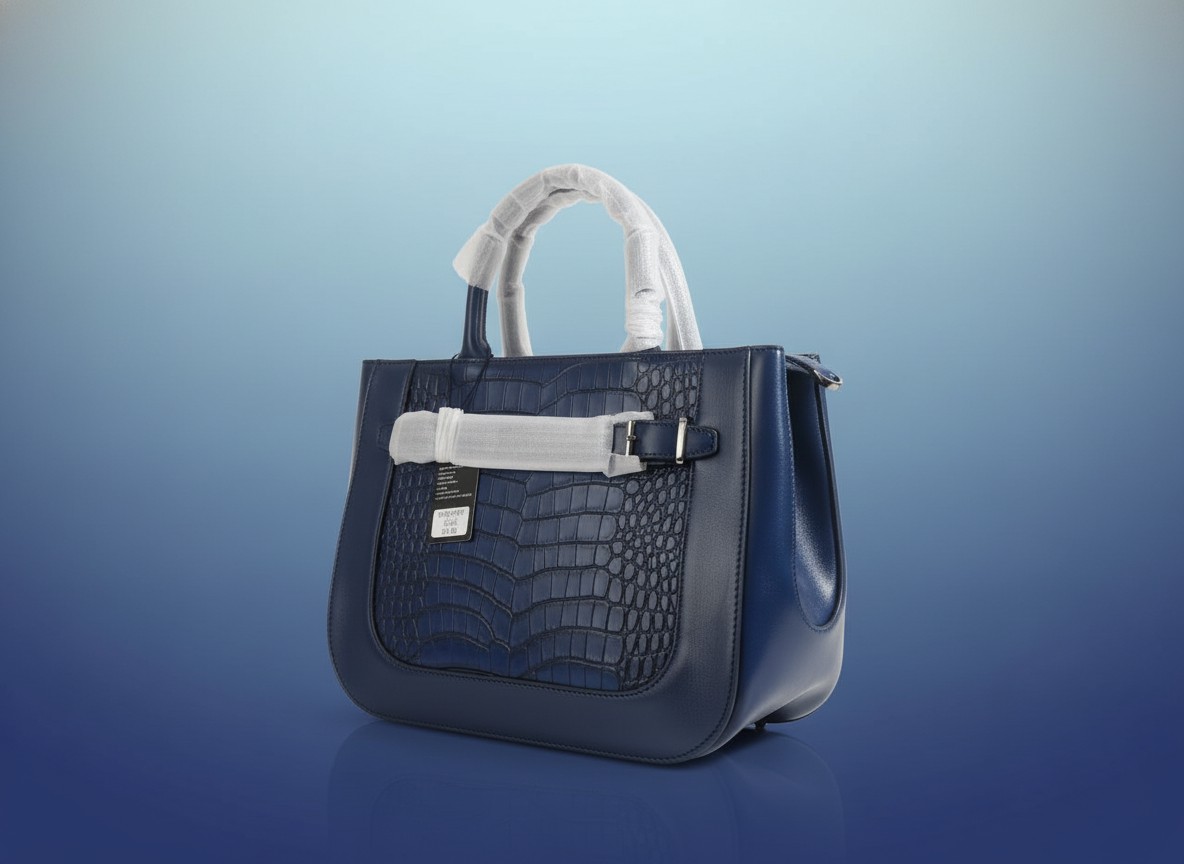 Azure Croc-Embossed Executive Tote