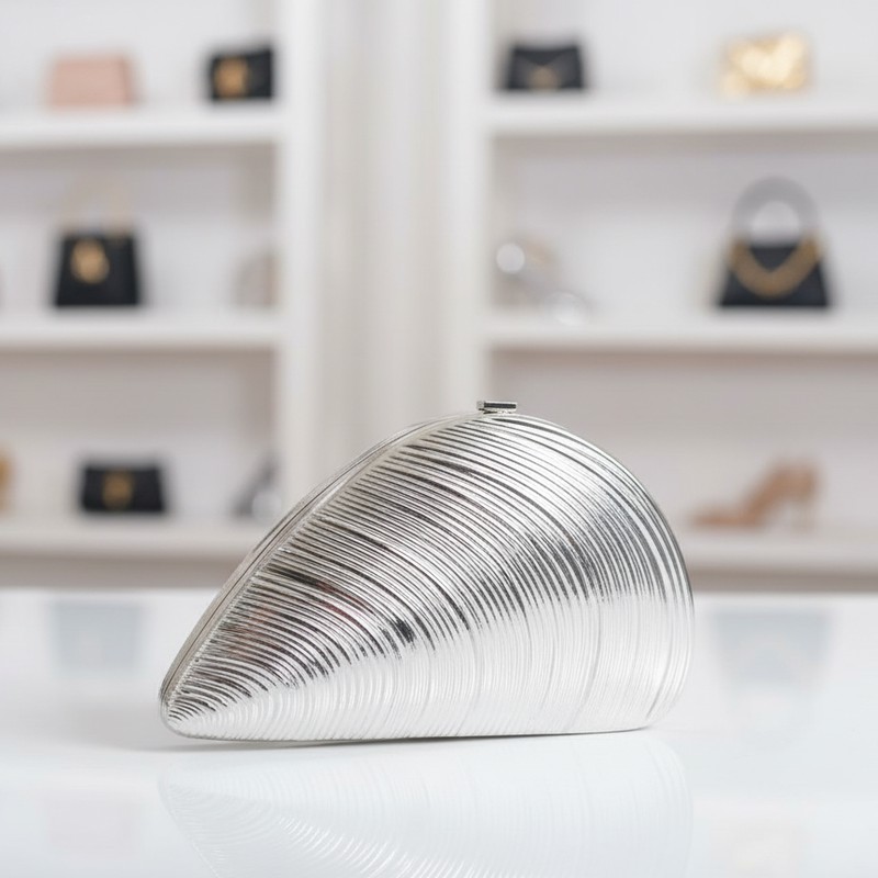 Silver Siren Shell Clutch