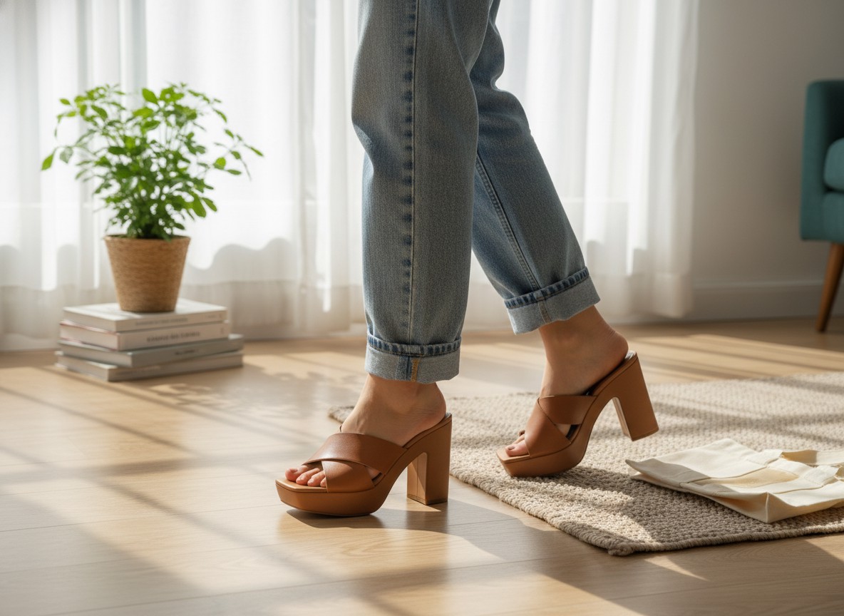 Aura Tan Platform Mules