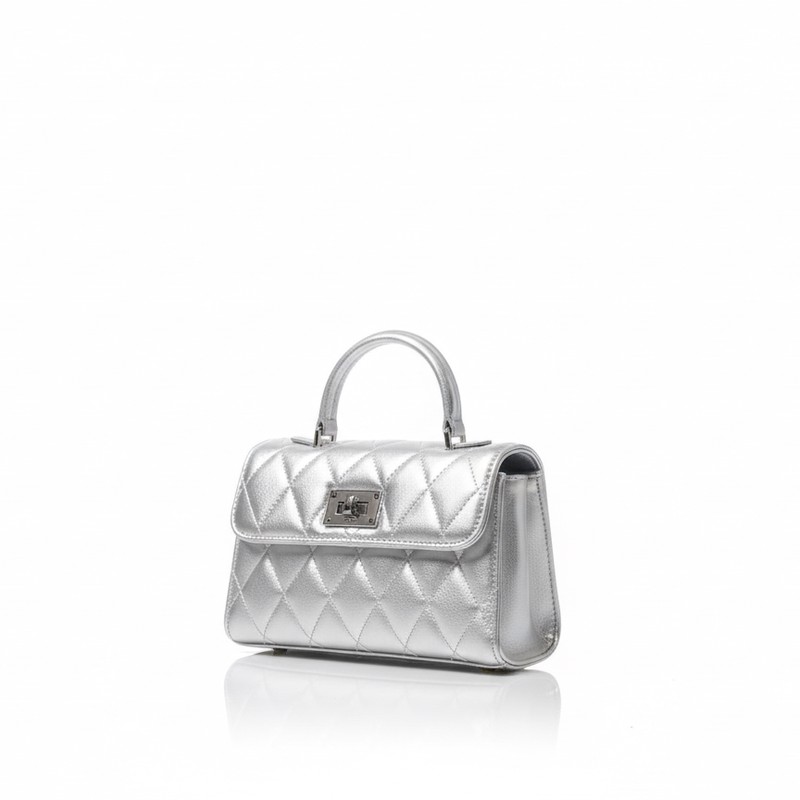 Silver Luxe Quilted Satchel