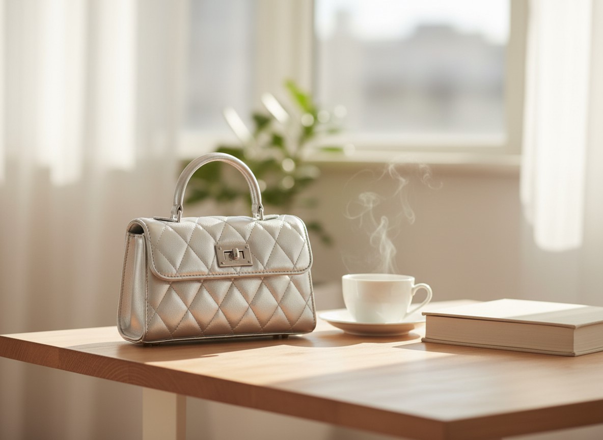 Silver Luxe Quilted Satchel